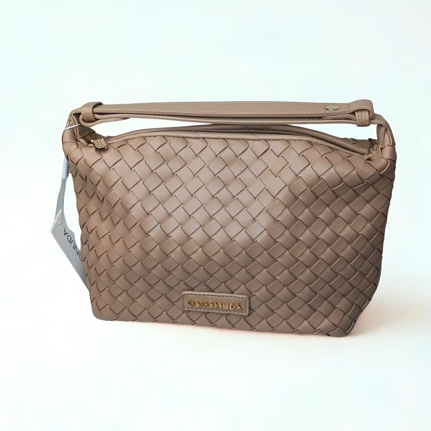 Woven Leather Handbag with Handle - MS-4957