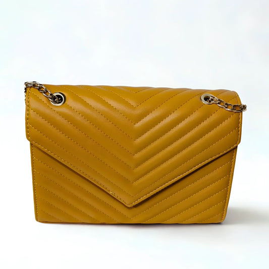 Yellow Clutch Leather Bag - MS-9583