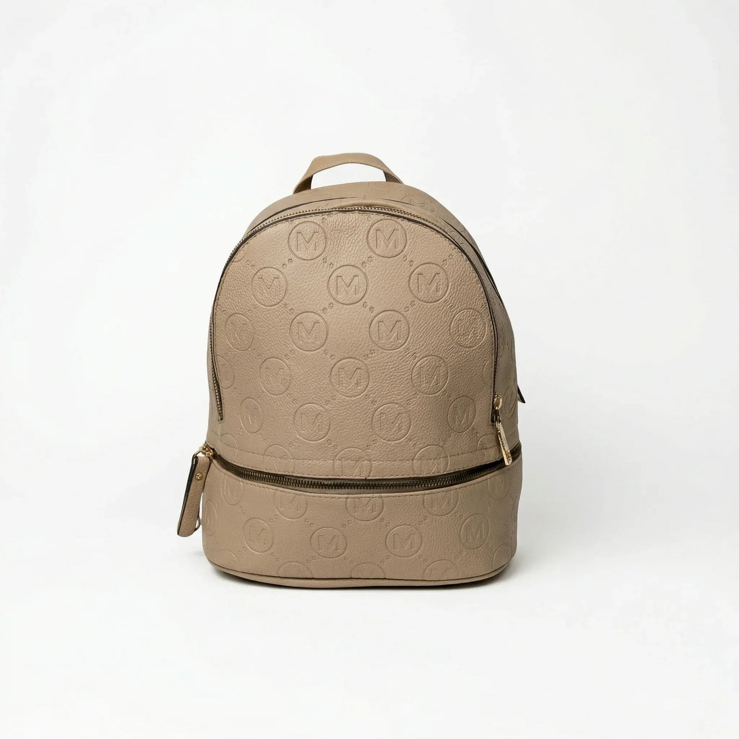 Beige and Black Leather Backpack - MS-4911