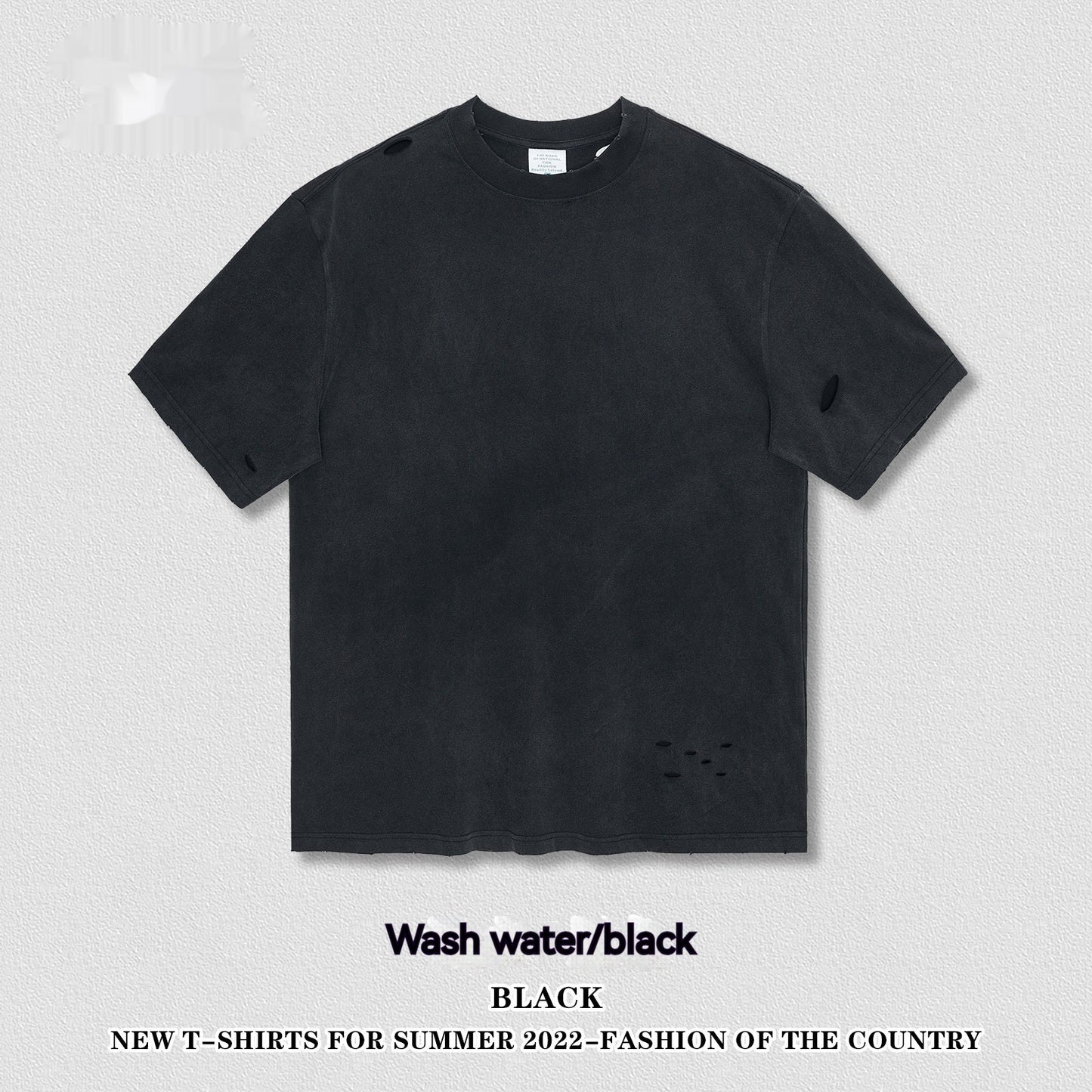 Heavy Washed Make Old Ripped Earth Color Short Sleeve Men