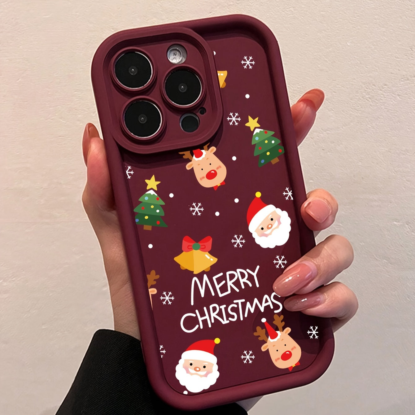 1pc Christmas Happy Theme Hot Print Suitable for Apple 11 12 13promax Mobile Phone Case Anti-fall iPhone14plus 15 pro max Protective Case 7g xs xr