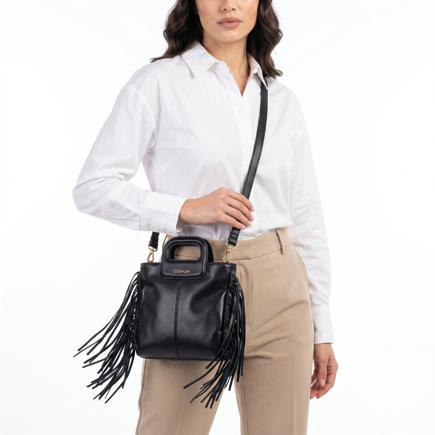 Coconuda Borsa Tote con Frange – Manico Strutturato e Tracolla Removibile