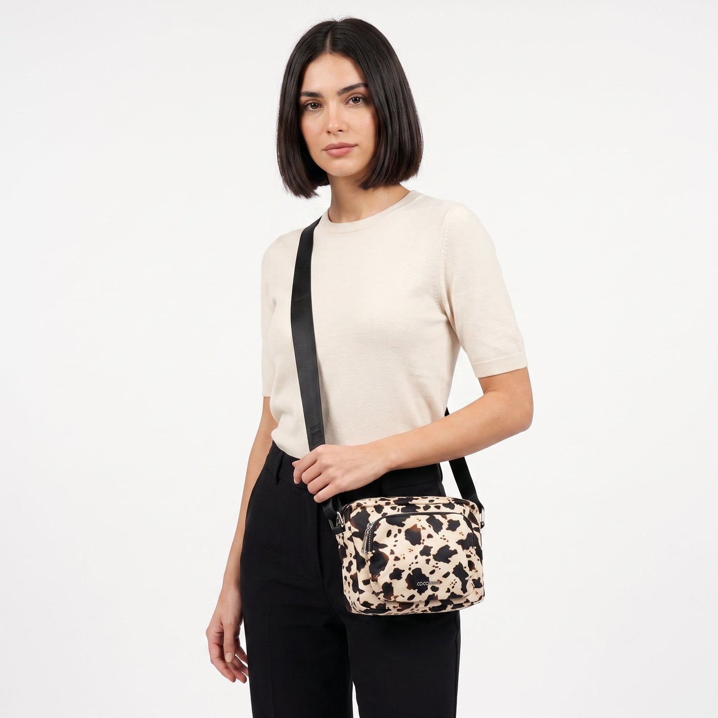 Borsa Coconuda Zebrata in Nylon con Stampa Animalier