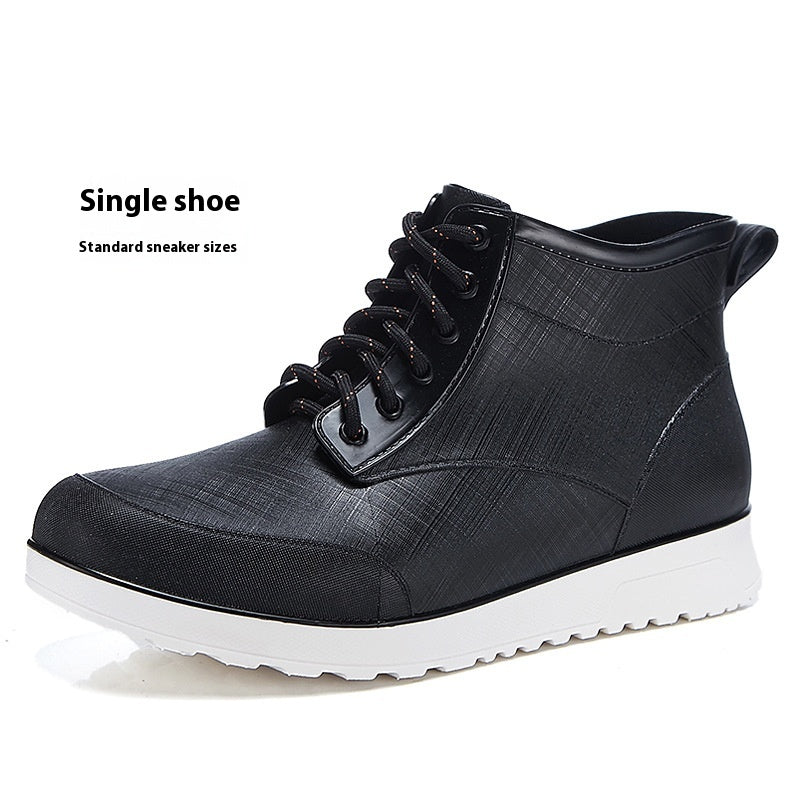Fashion Tie Rain Boots Men's Outdoor Non-slip All-matching