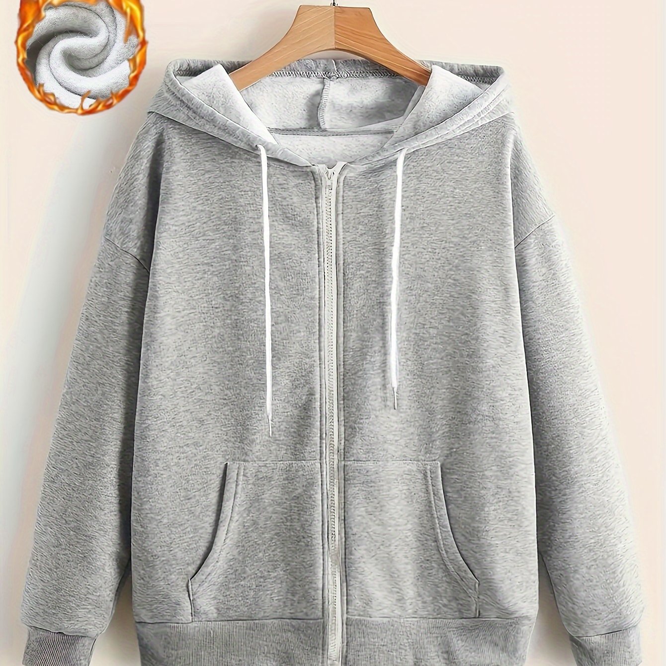 Women's Hooded Sweatshirt, Solid Color, Long Sleeve, Drawstring Hooded, Women's Clothing With Pocket, For Fall And Winter