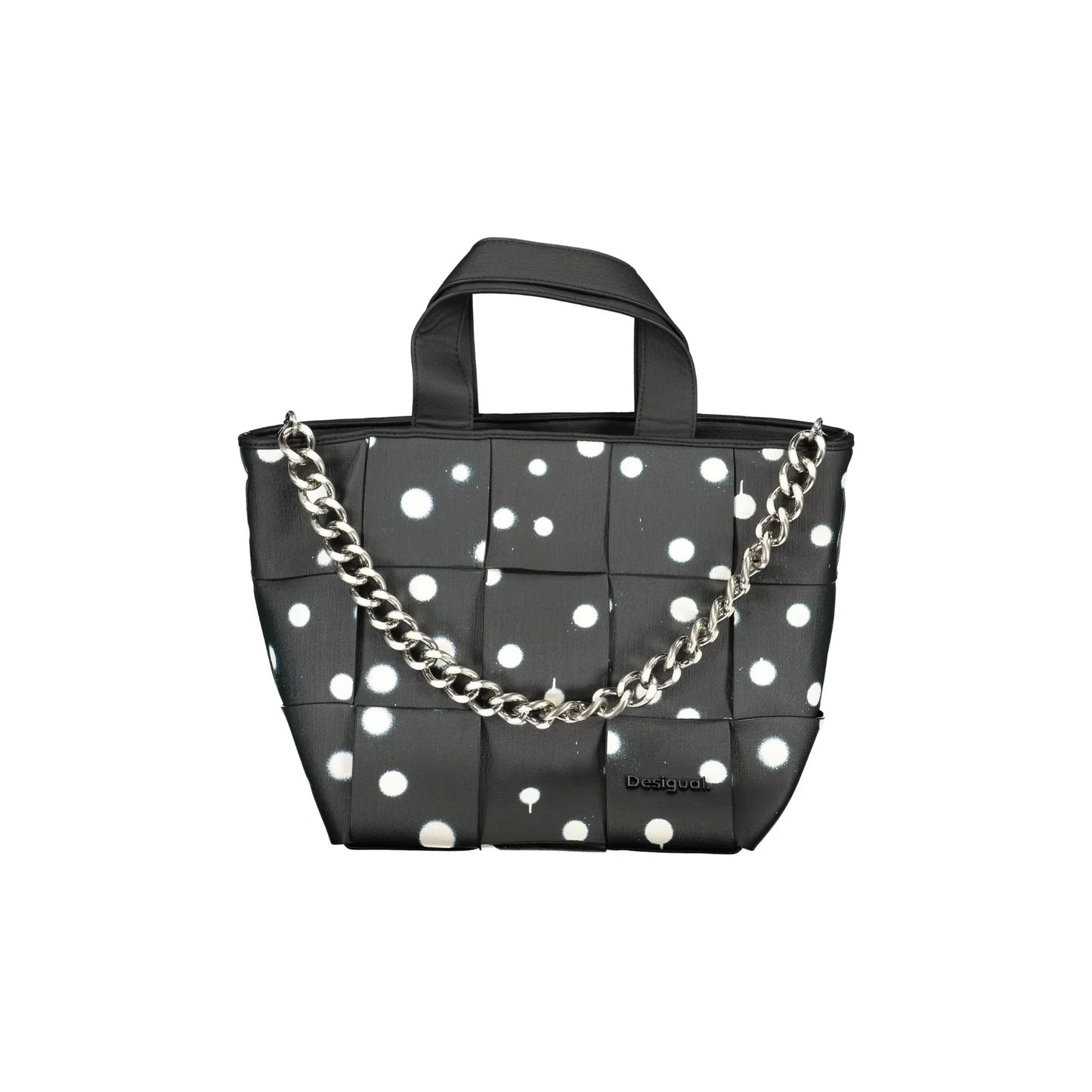 DESIGUAL Borsa Donna Nera a Mano e Spalla con Tracolla Catena