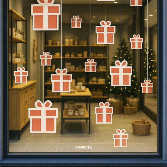 Addobbi vetrine natalizie in cartone – Pacchetti Regalo (set da 4)