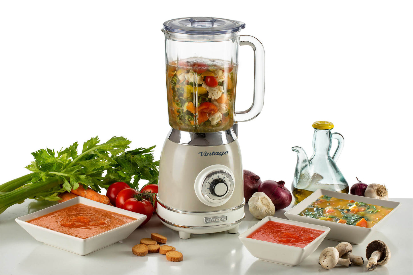 Frullatore con Tazza in Vetro Vintage Beige