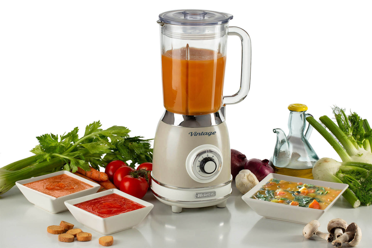 Frullatore con Tazza in Vetro Vintage Beige