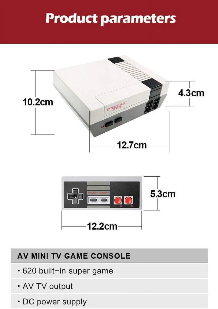 Mini Console per videogiochi retrò portatile 620 giochi classici incorporati 2 controller