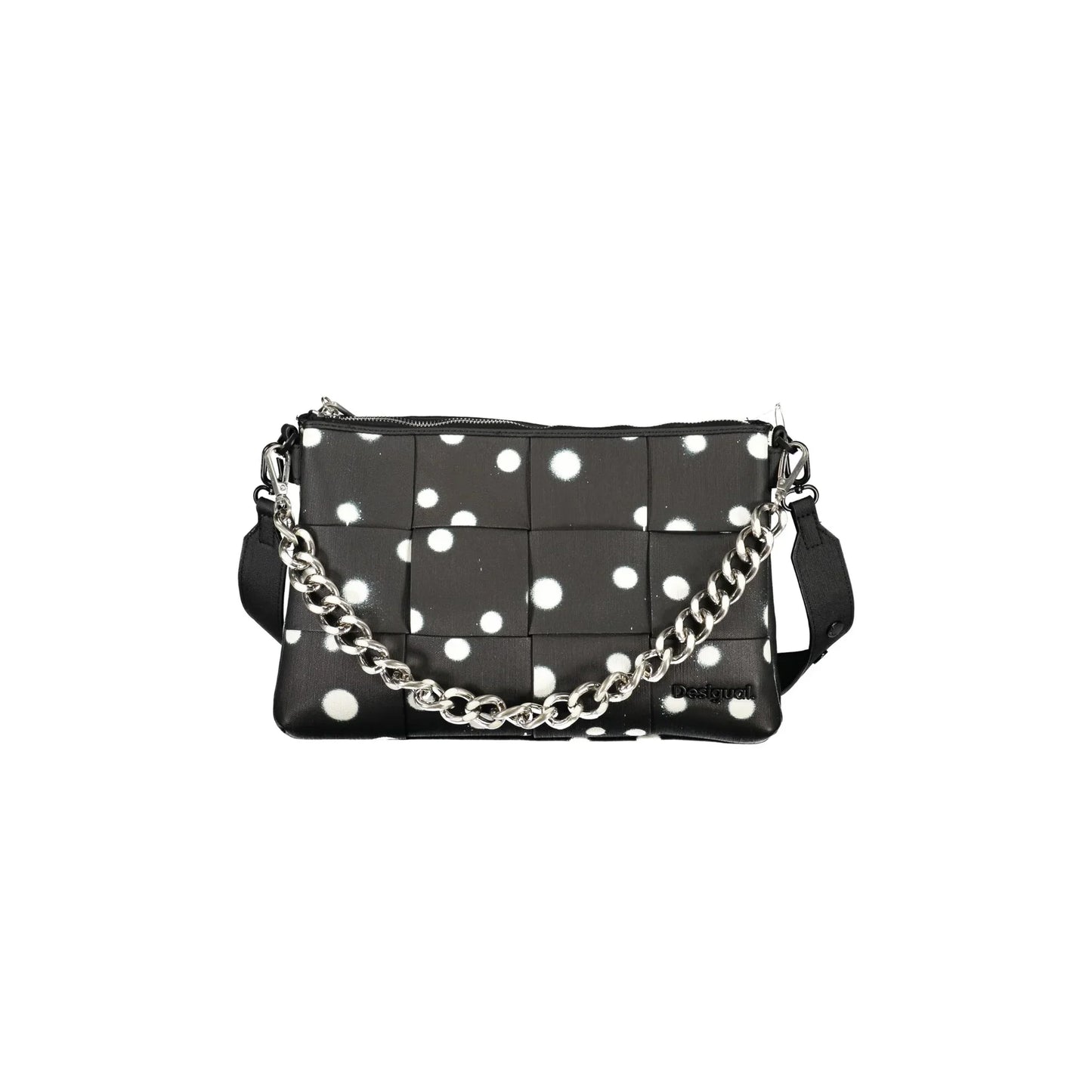 DESIGUAL Borsa Donna Nera a Mano Pois con Tracolla e Catena