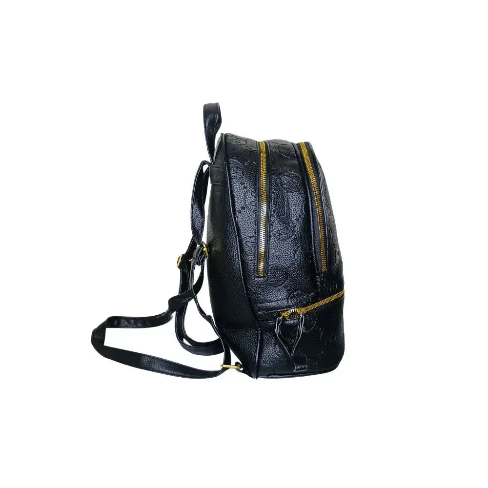 Beige and Black Leather Backpack - MS-4911