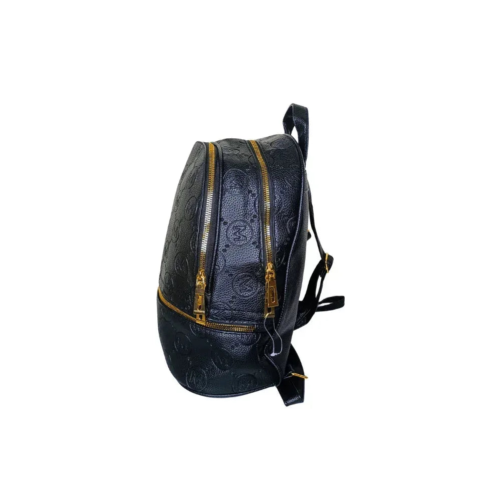 Beige and Black Leather Backpack - MS-4911
