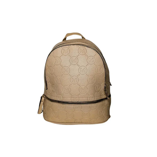 Beige and Black Leather Backpack - MS-4911
