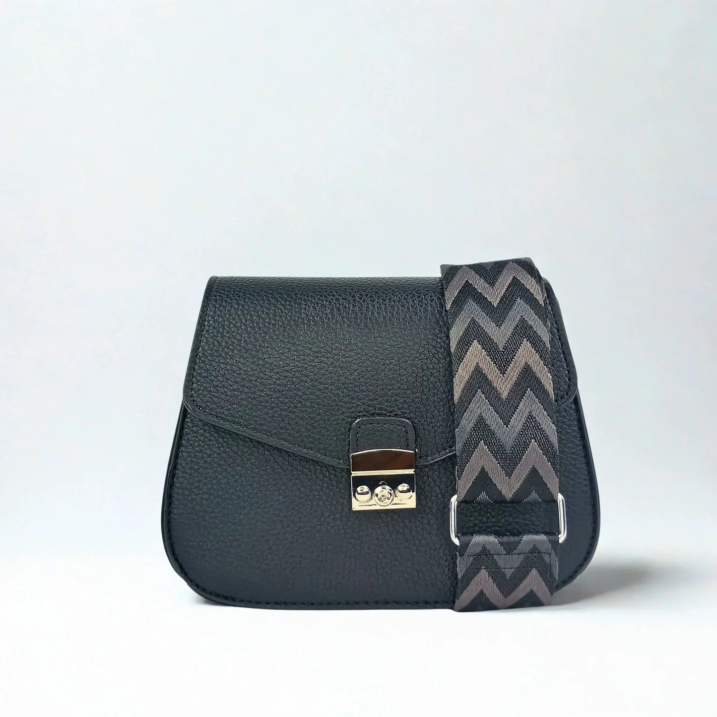 Black Leather Flap Bag - MS-9466