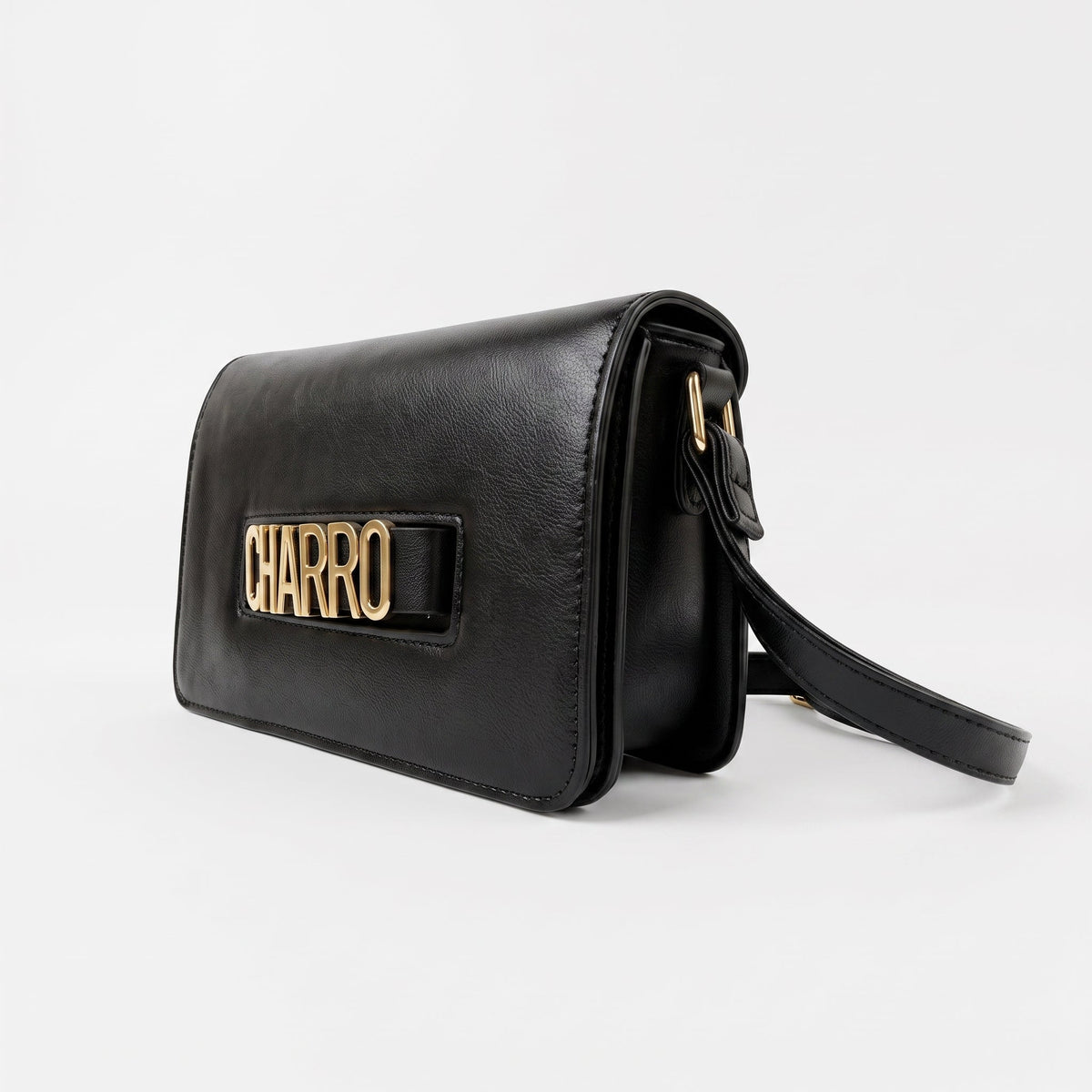 Charro Borsa a Tracolla con Logo in Metallo Dorato