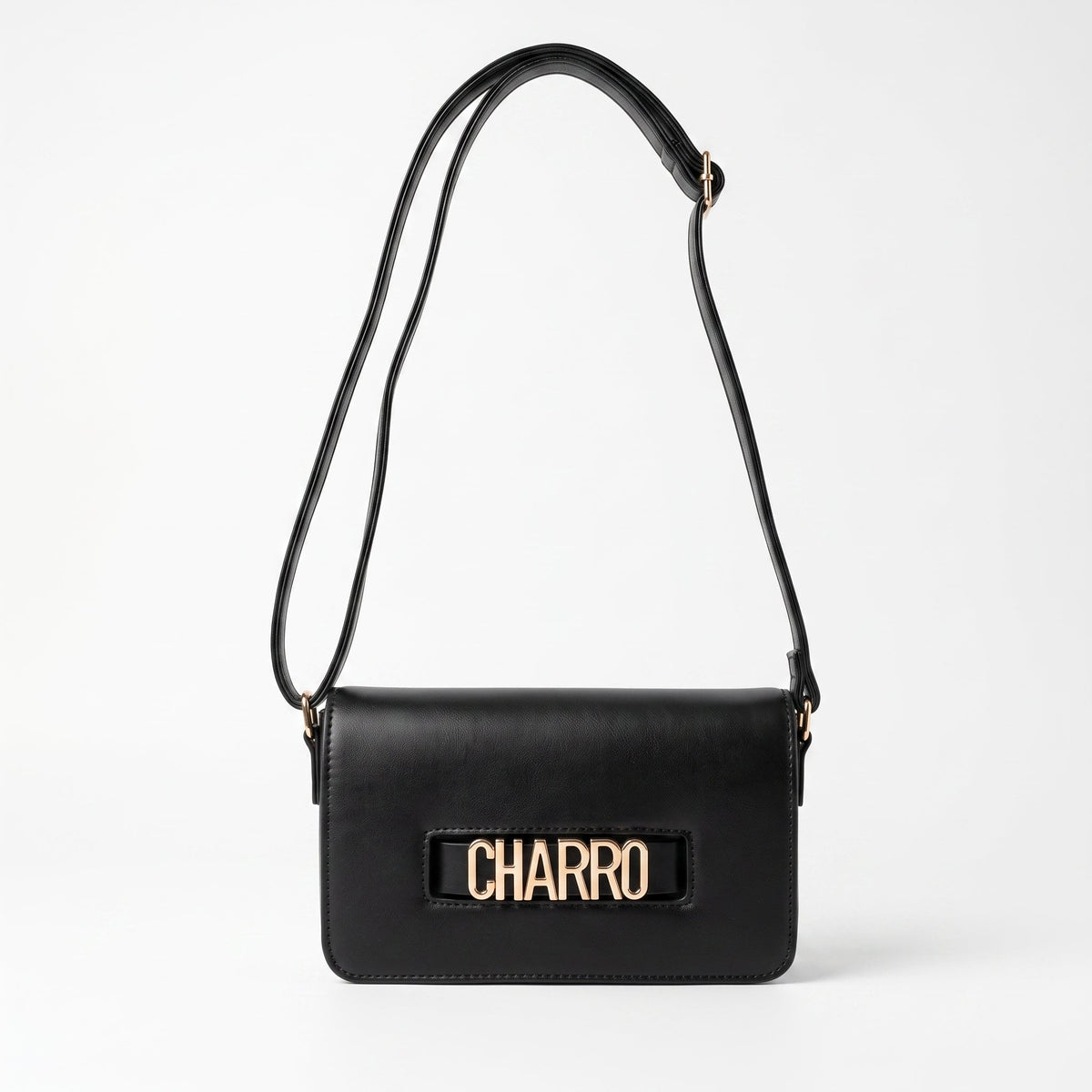 Charro Borsa a Tracolla con Logo in Metallo Dorato