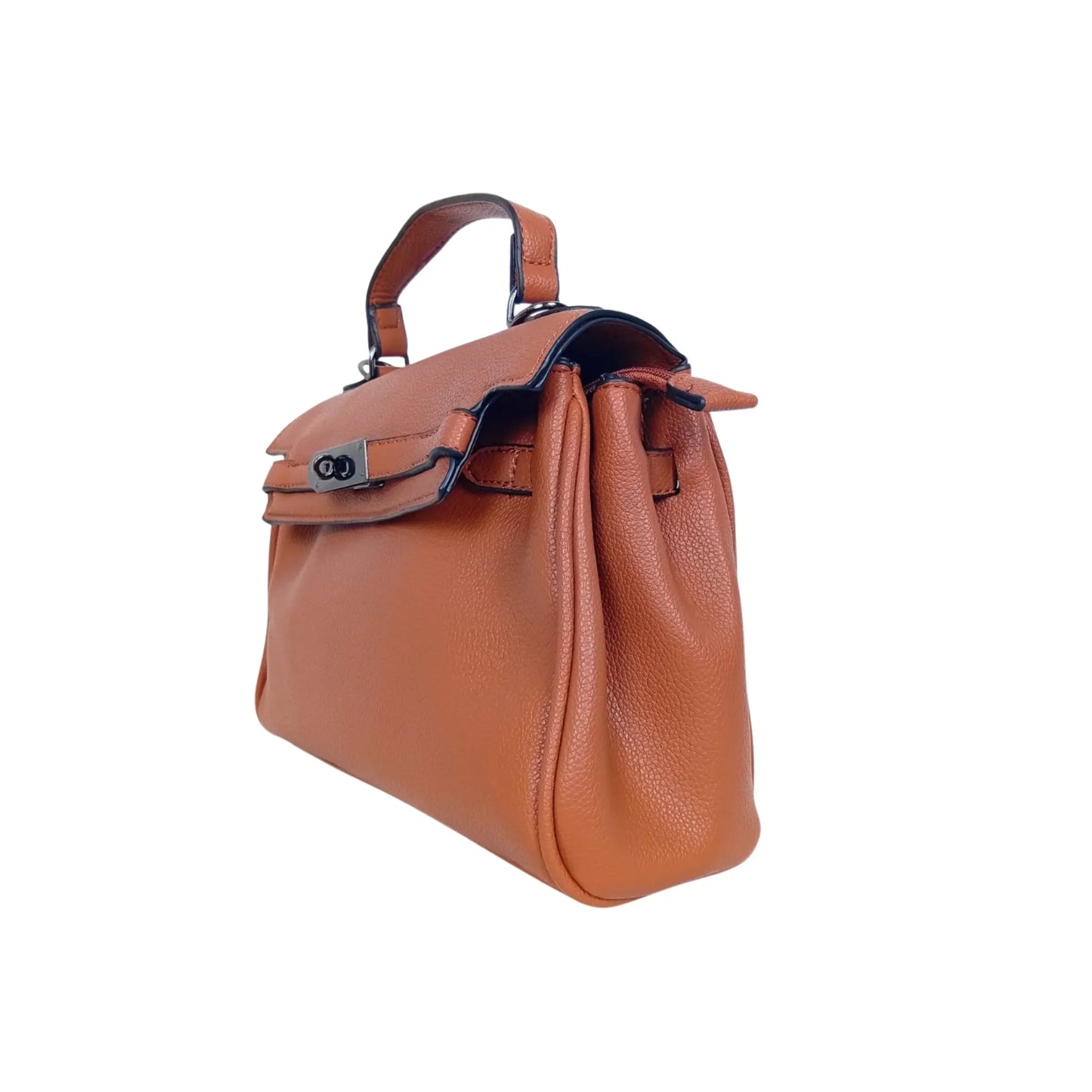 Brown Leather Handbag with removable strap - MS-8800