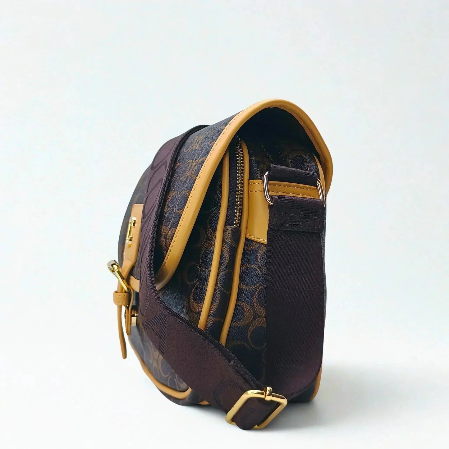 Brown Saddle Bag with removable shoulder strap - MS-4355