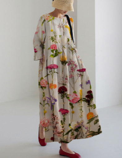 Women's Loose Round Neck Fashion Printed Dress