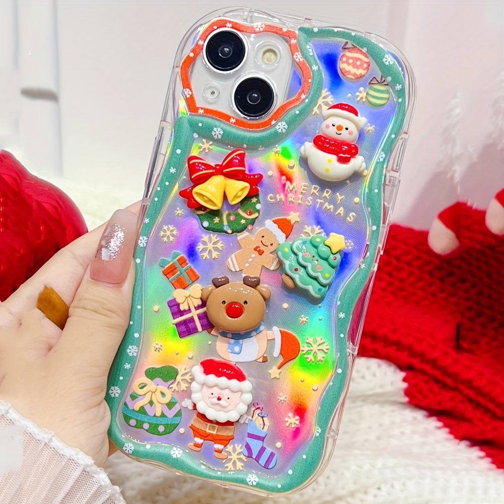 Adorable 3D Christmas Tree Doll Radiant Phone Case For iPhone 15 14 13 12 11 Pro Max X XS XR MAX 8 7 Plus Snowman Deer Santa