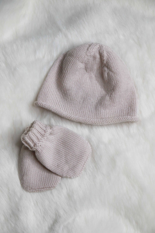 PERINNE - Kit berretto e muffole per neonati 100% lana