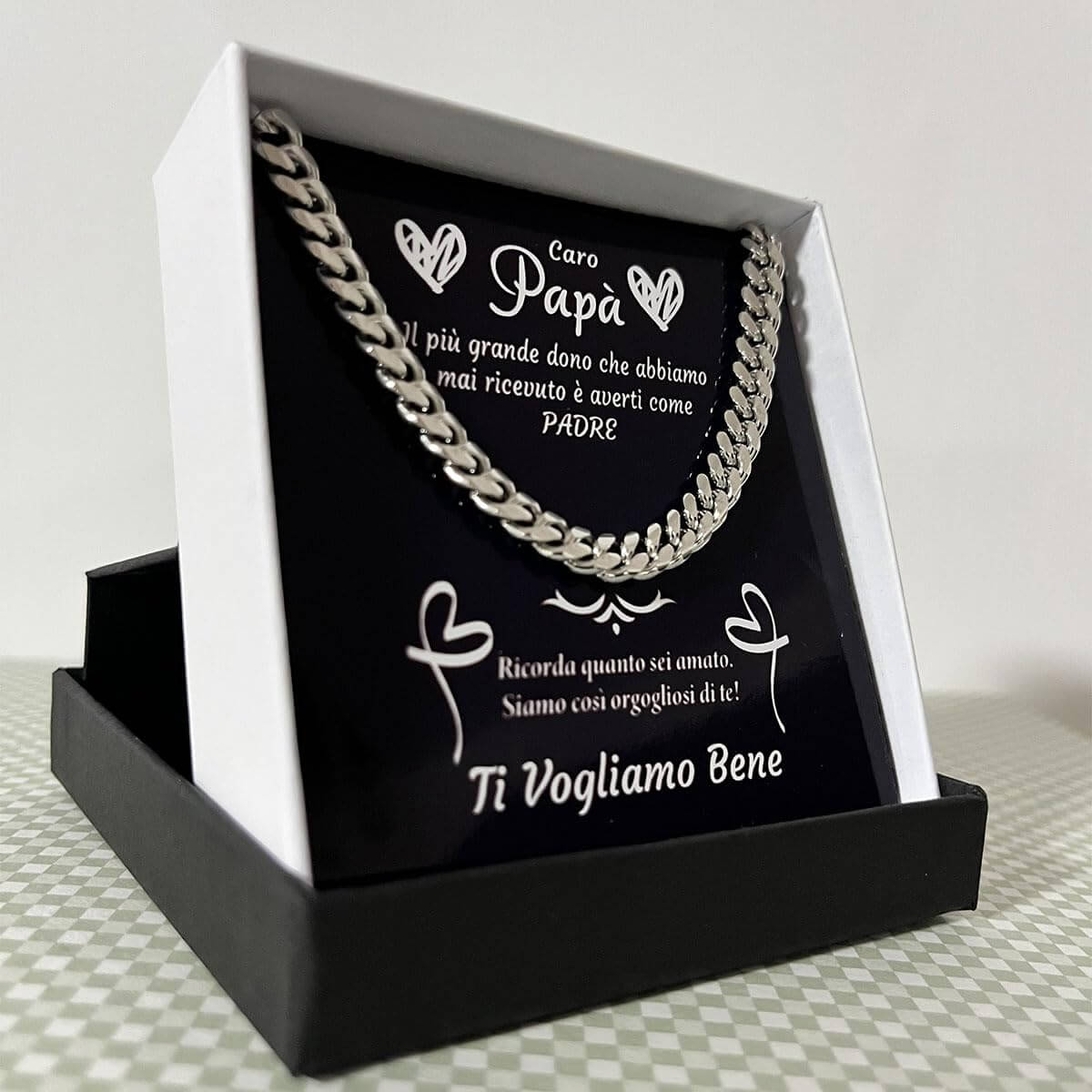 Collana da Uomo - Caro Papà Ti Vogliamo Bene.