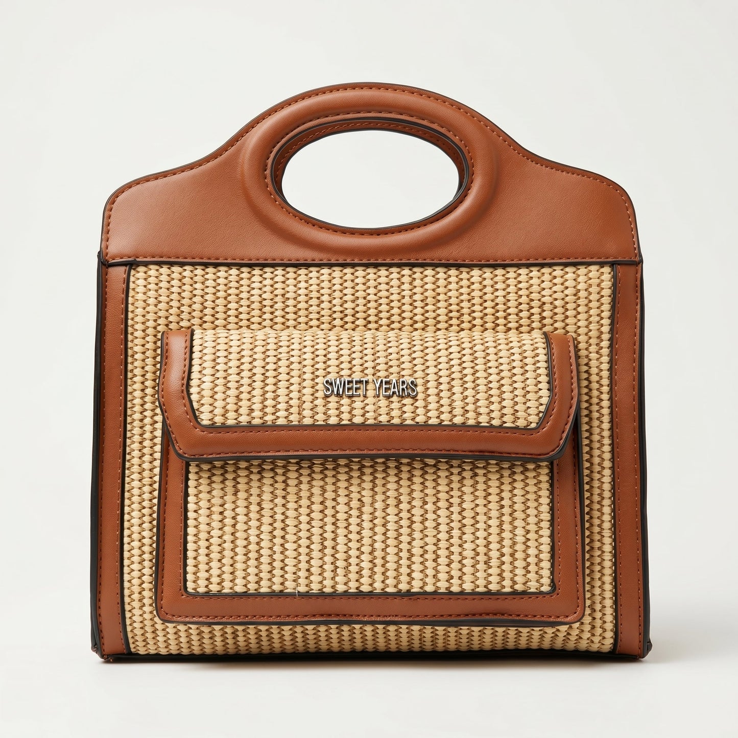 Sweet Years Borsa Shopping da Donna in Tessuto Intrecciato ed Ecopelle con Tasca Frontale