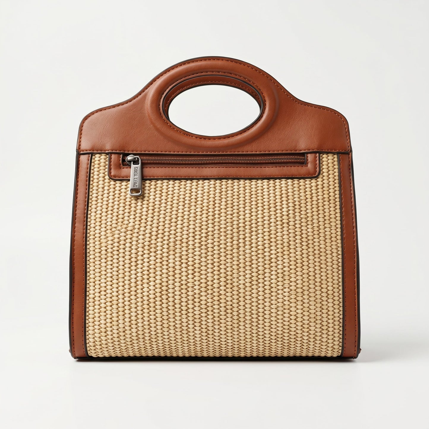 Sweet Years Borsa Shopping da Donna in Tessuto Intrecciato ed Ecopelle con Tasca Frontale