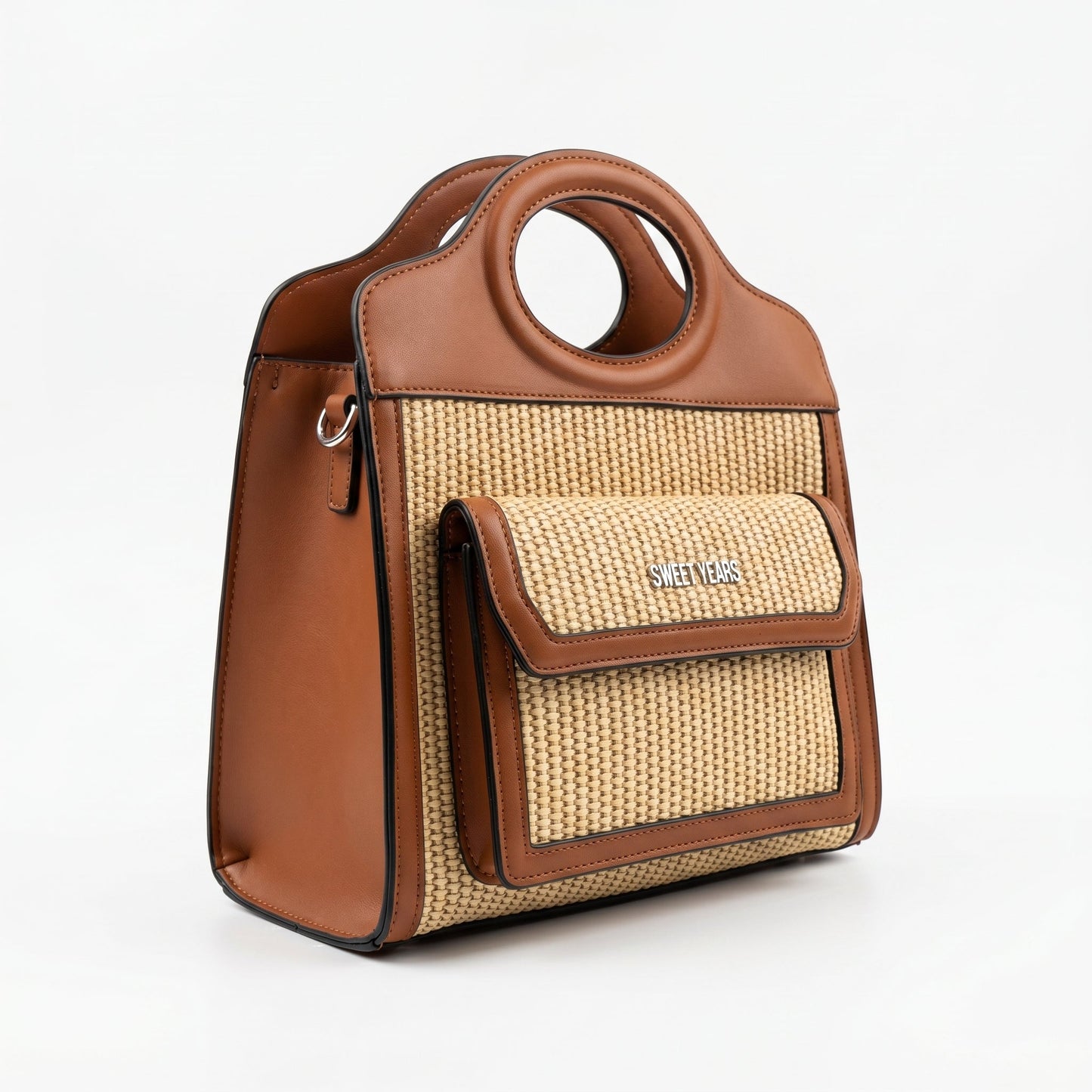 Sweet Years Borsa Shopping da Donna in Tessuto Intrecciato ed Ecopelle con Tasca Frontale