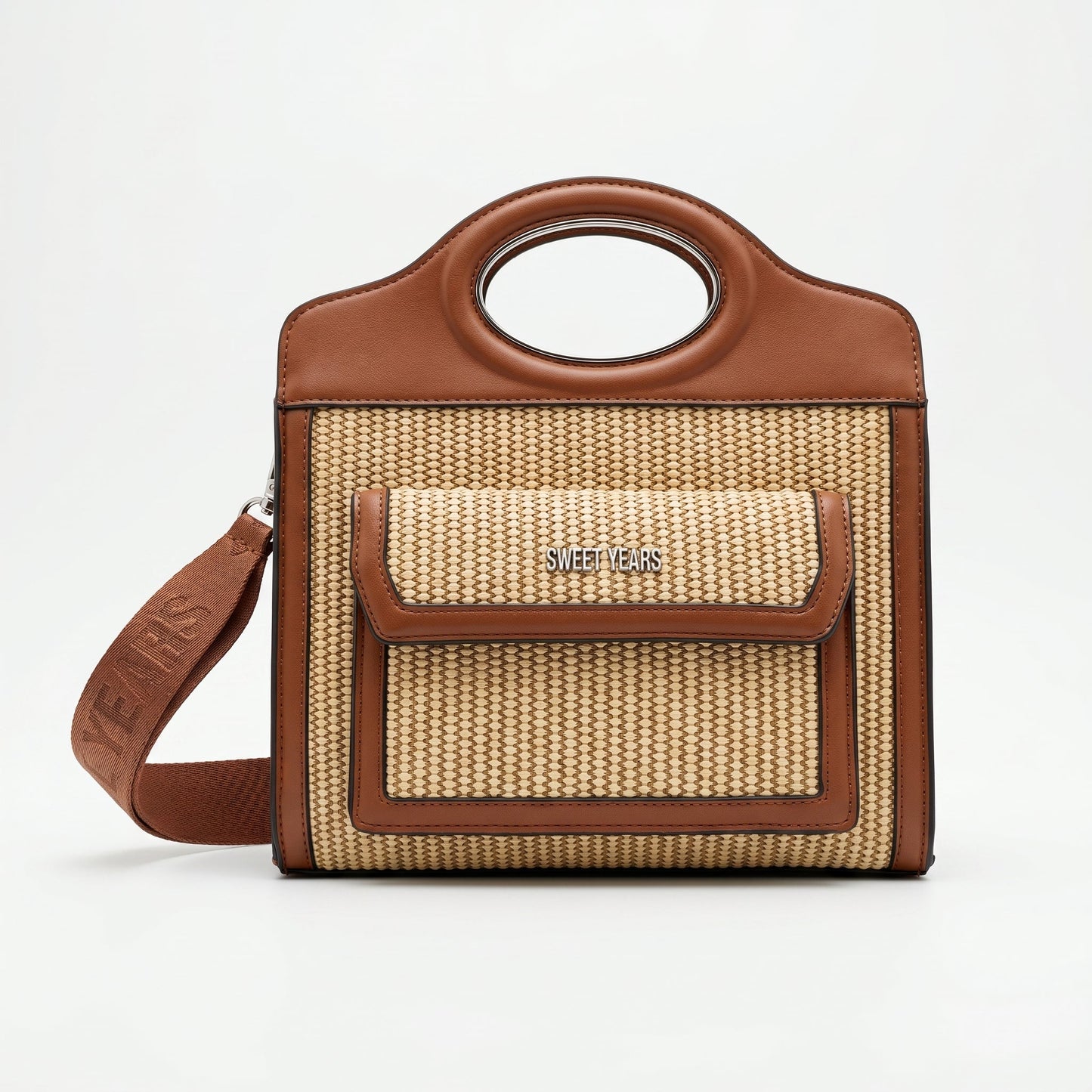 Sweet Years Borsa Shopping da Donna in Tessuto Intrecciato ed Ecopelle con Tasca Frontale