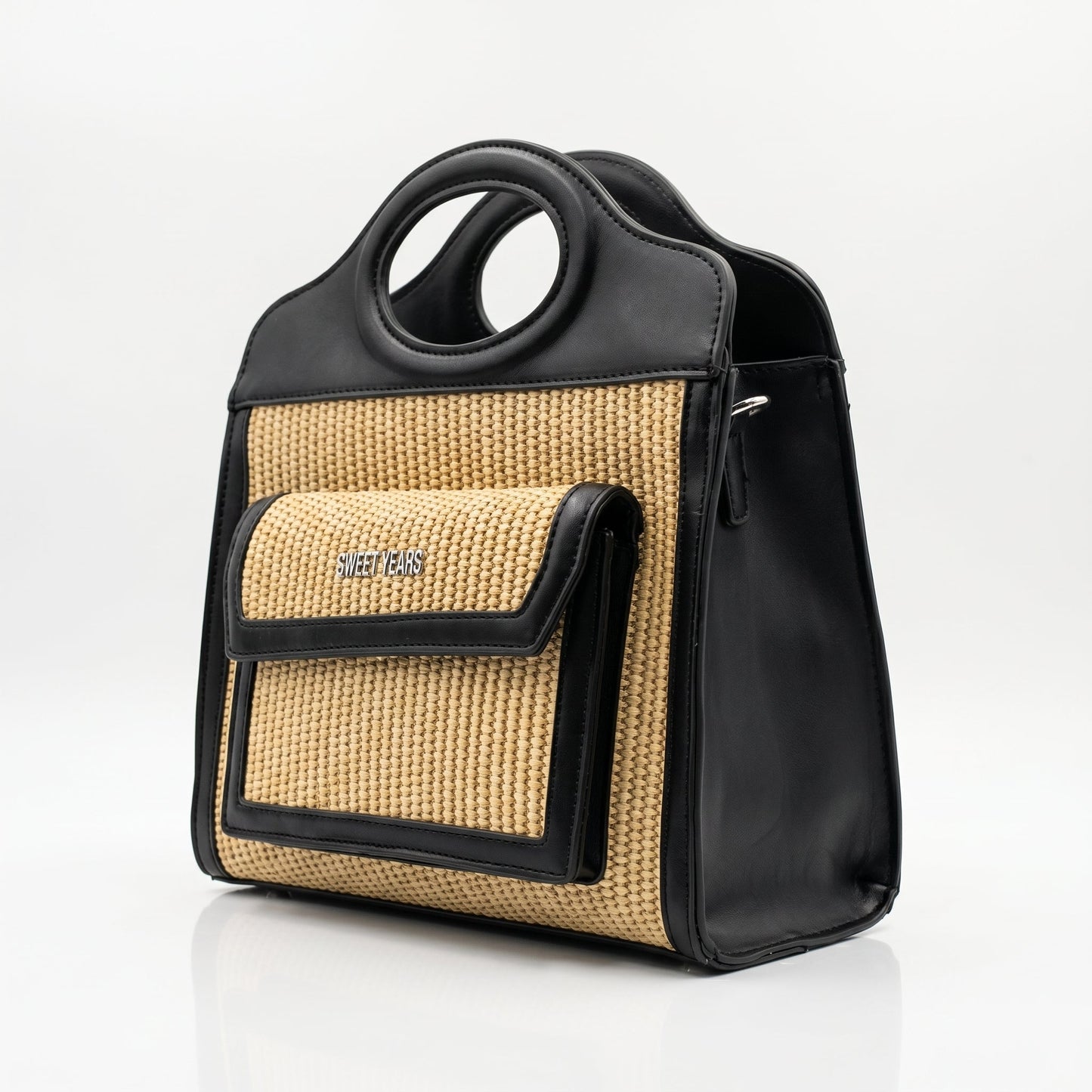 Sweet Years Borsa Shopping da Donna in Tessuto Intrecciato ed Ecopelle con Tasca Frontale