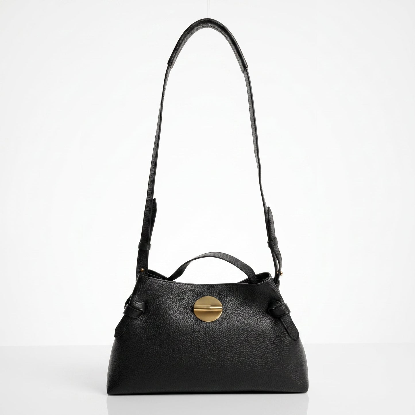 Borsa Livia in Vera Pelle – Disco Oro e Tracolla Regolabile