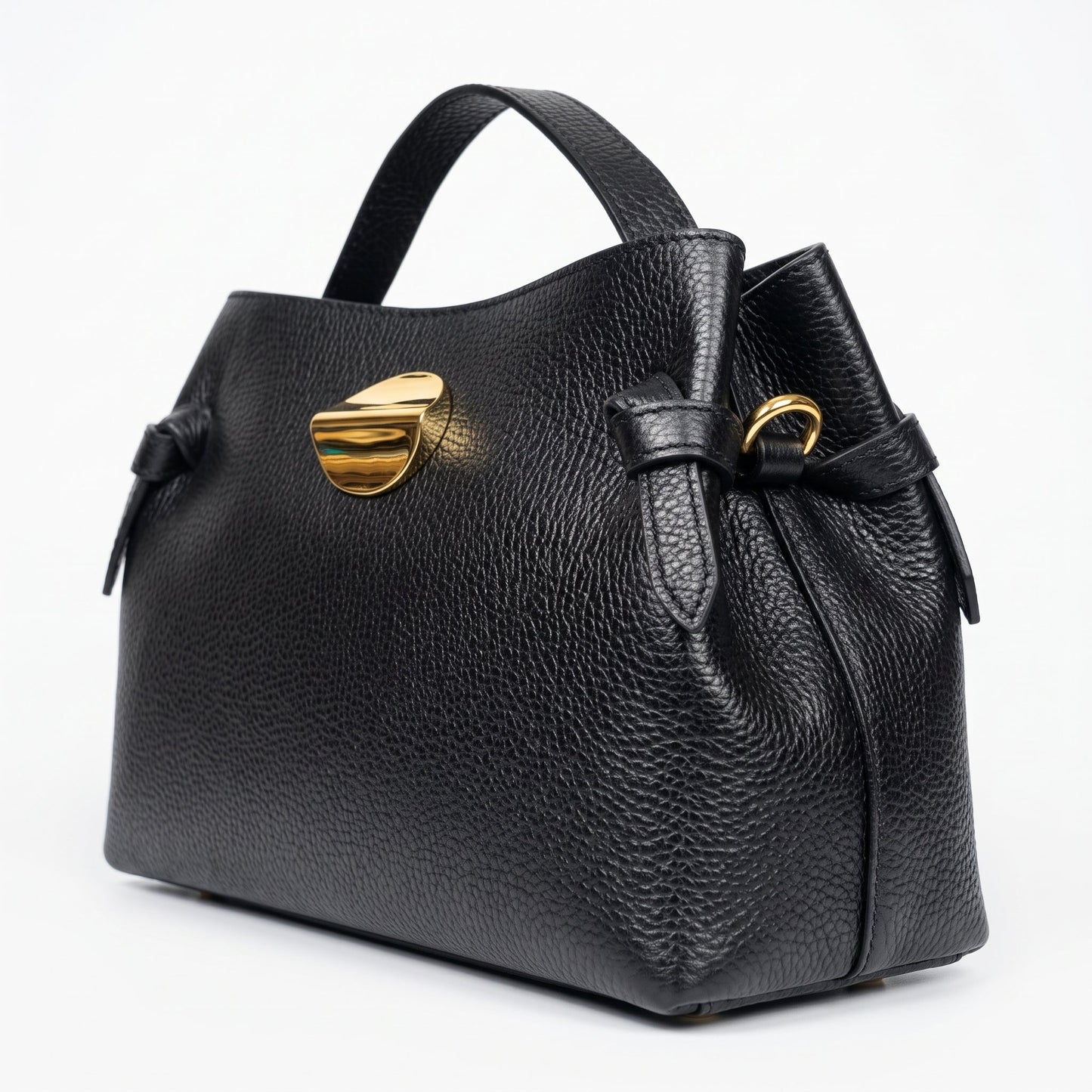 Borsa Livia in Vera Pelle – Disco Oro e Tracolla Regolabile