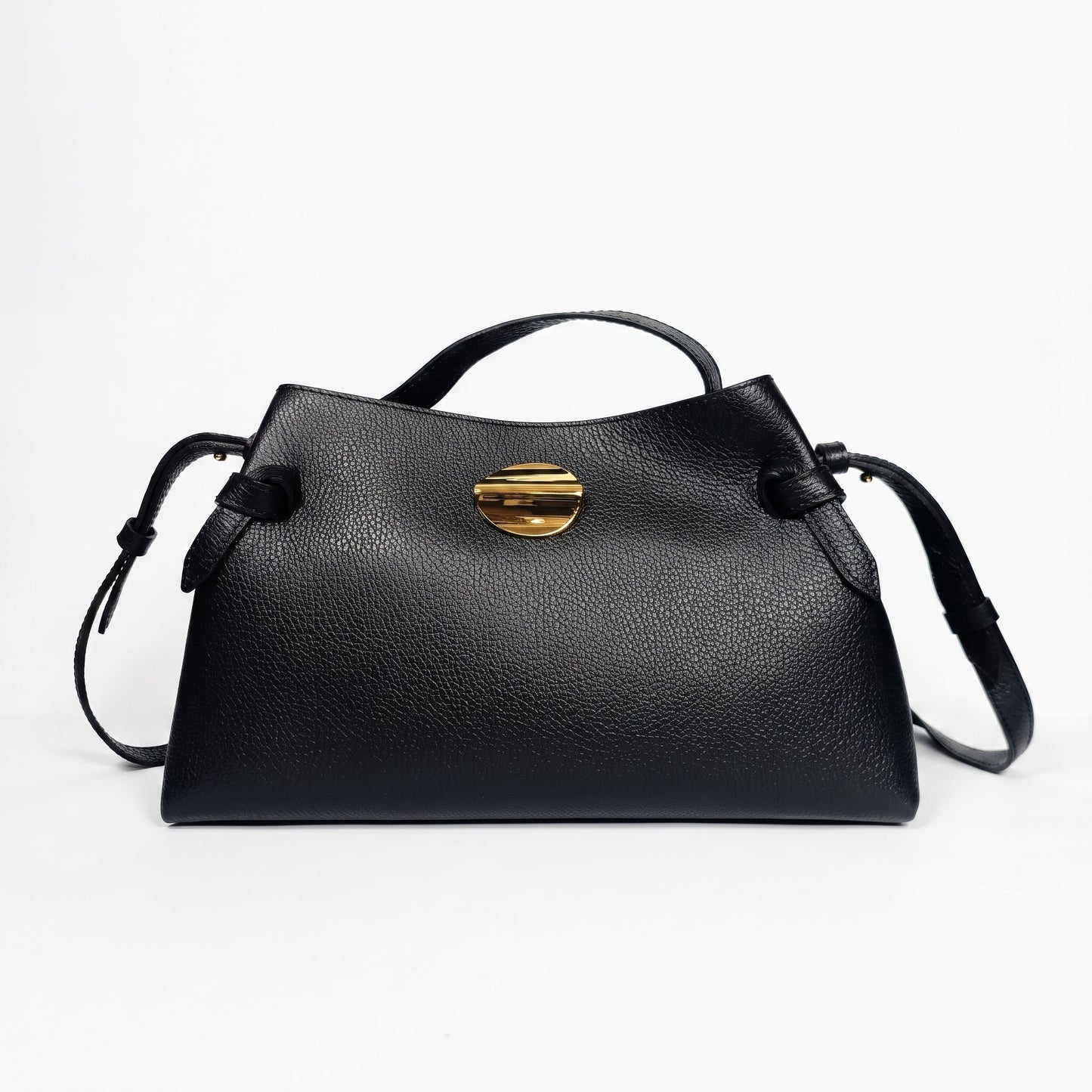 Borsa Livia in Vera Pelle – Disco Oro e Tracolla Regolabile