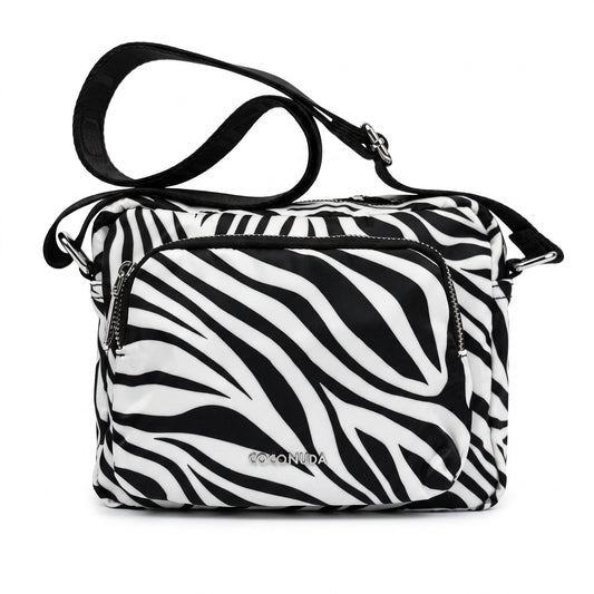Borsa Coconuda Zebrata in Nylon con Stampa Animalier