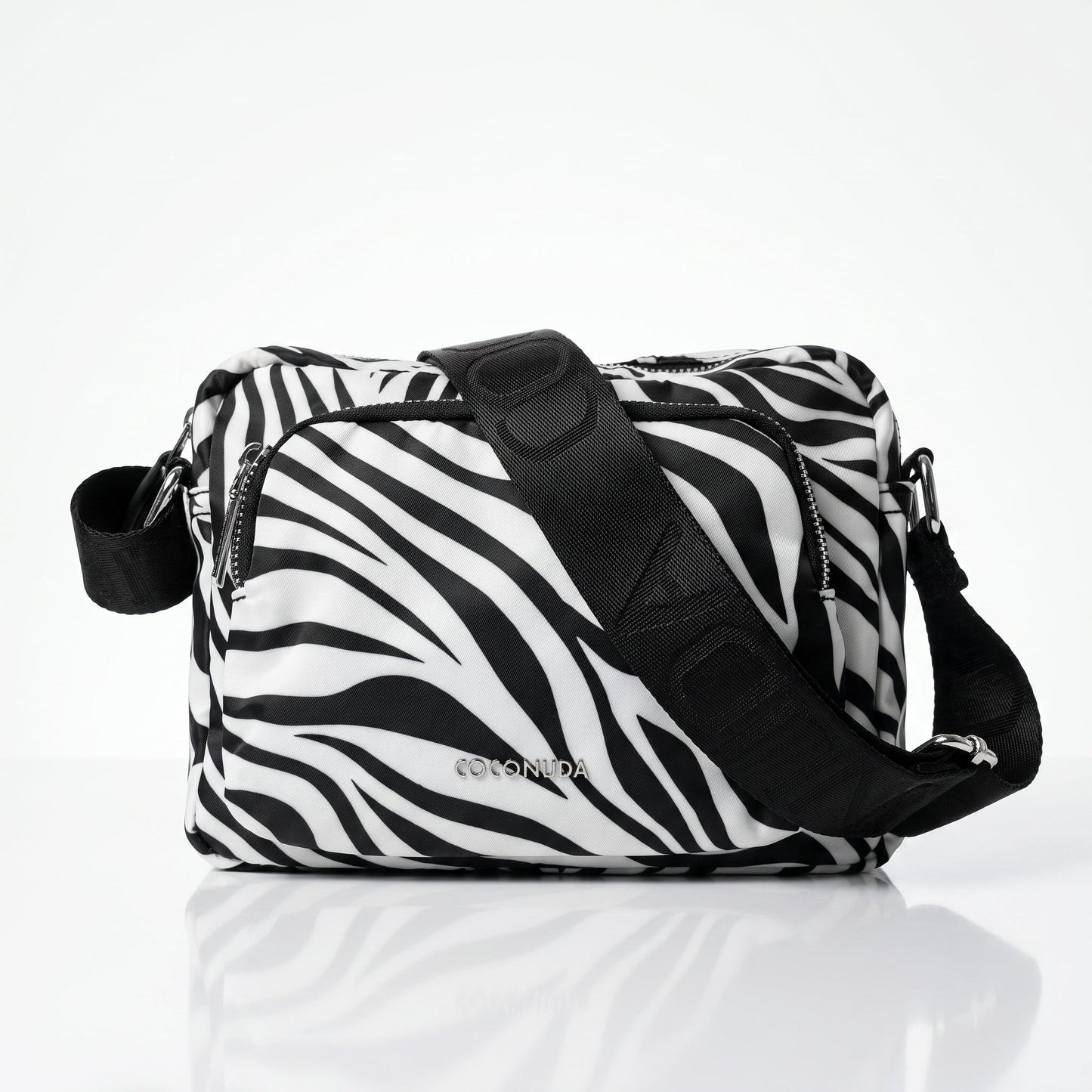 Borsa Coconuda Zebrata in Nylon con Stampa Animalier