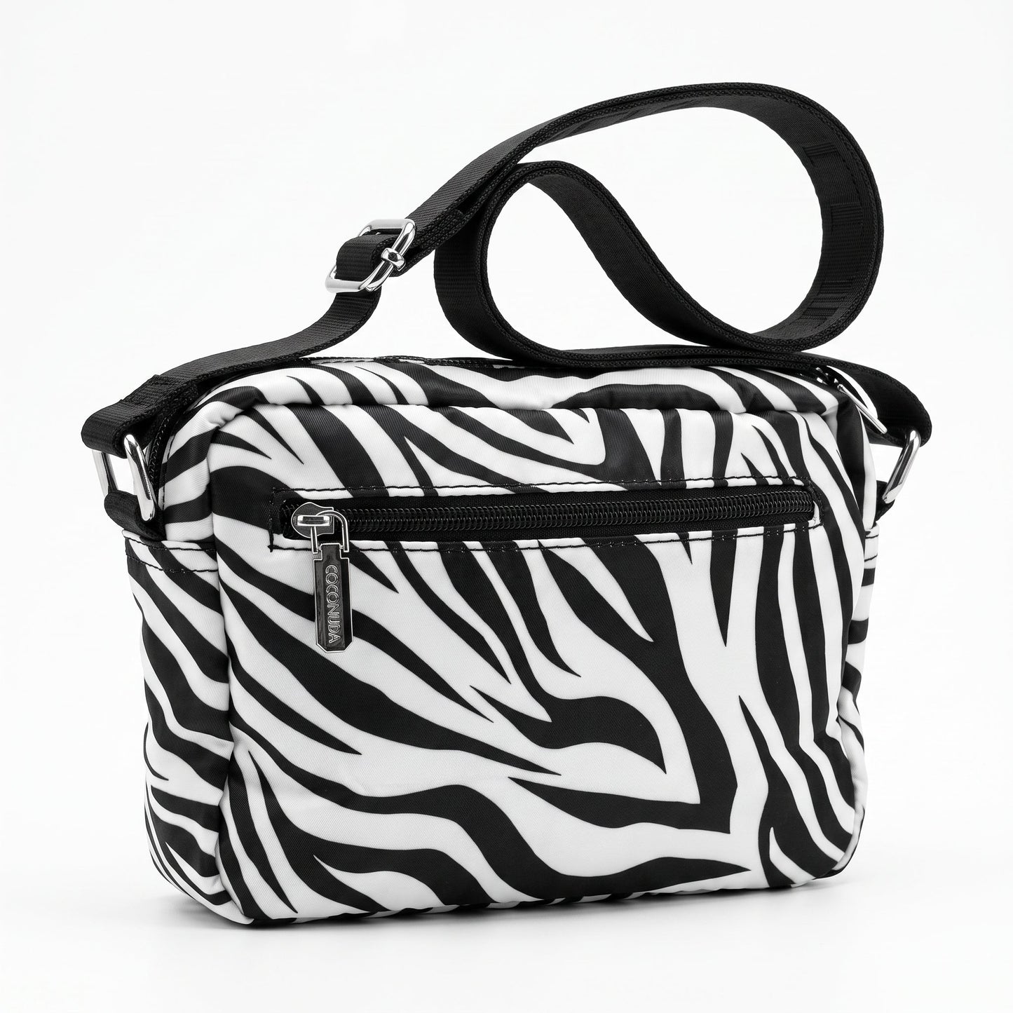 Borsa Coconuda Zebrata in Nylon con Stampa Animalier