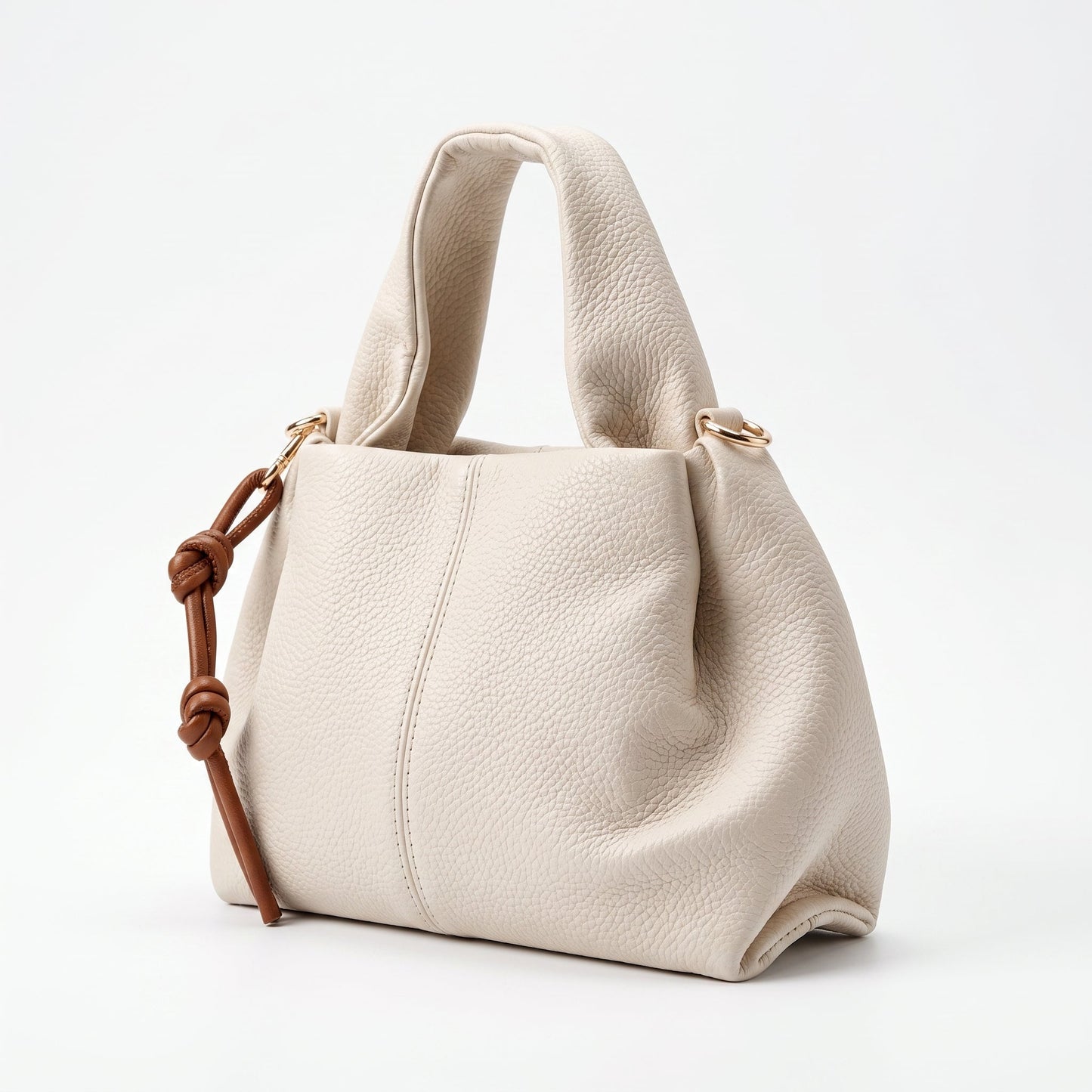 Borsa a Mano Coconuda in Ecopelle Goffrata con Charm Decorativo e Tracolla