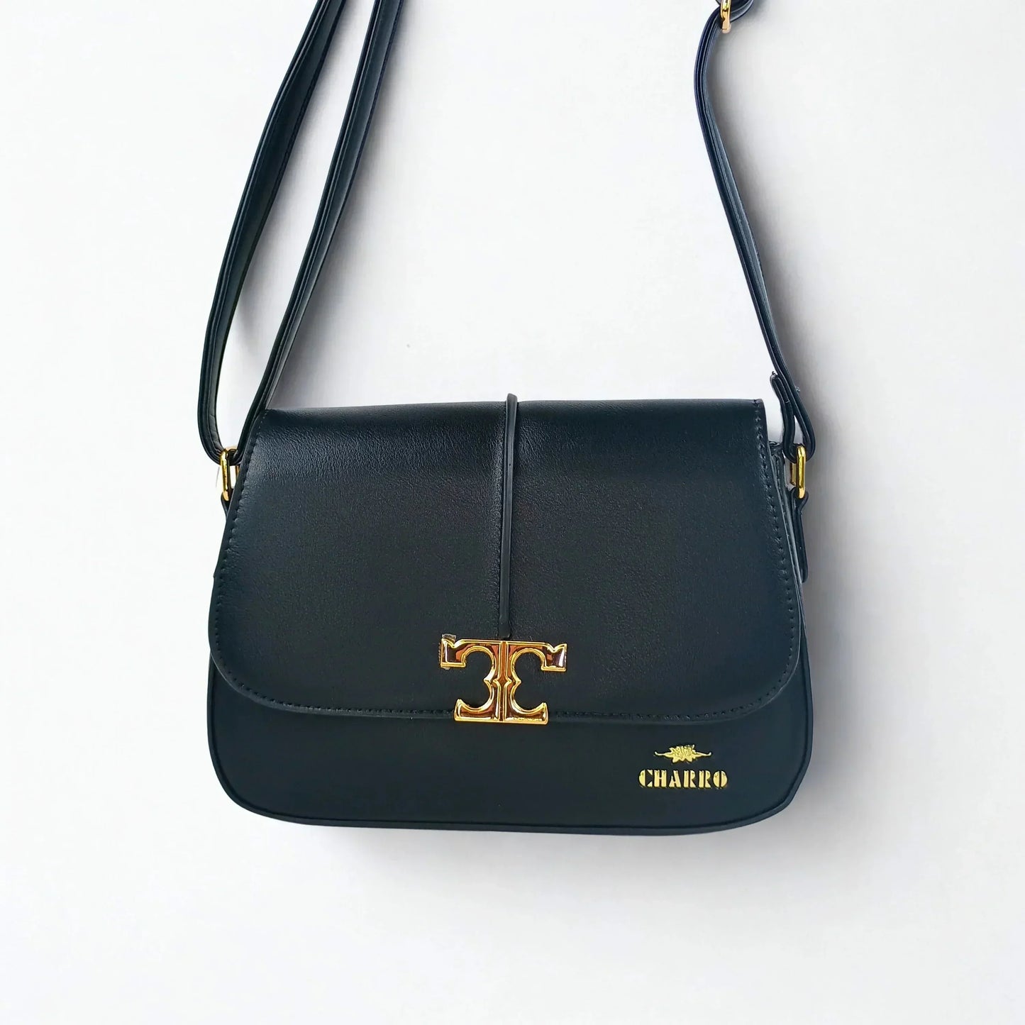 Charro Black Leather Flap Bag - MS-5944