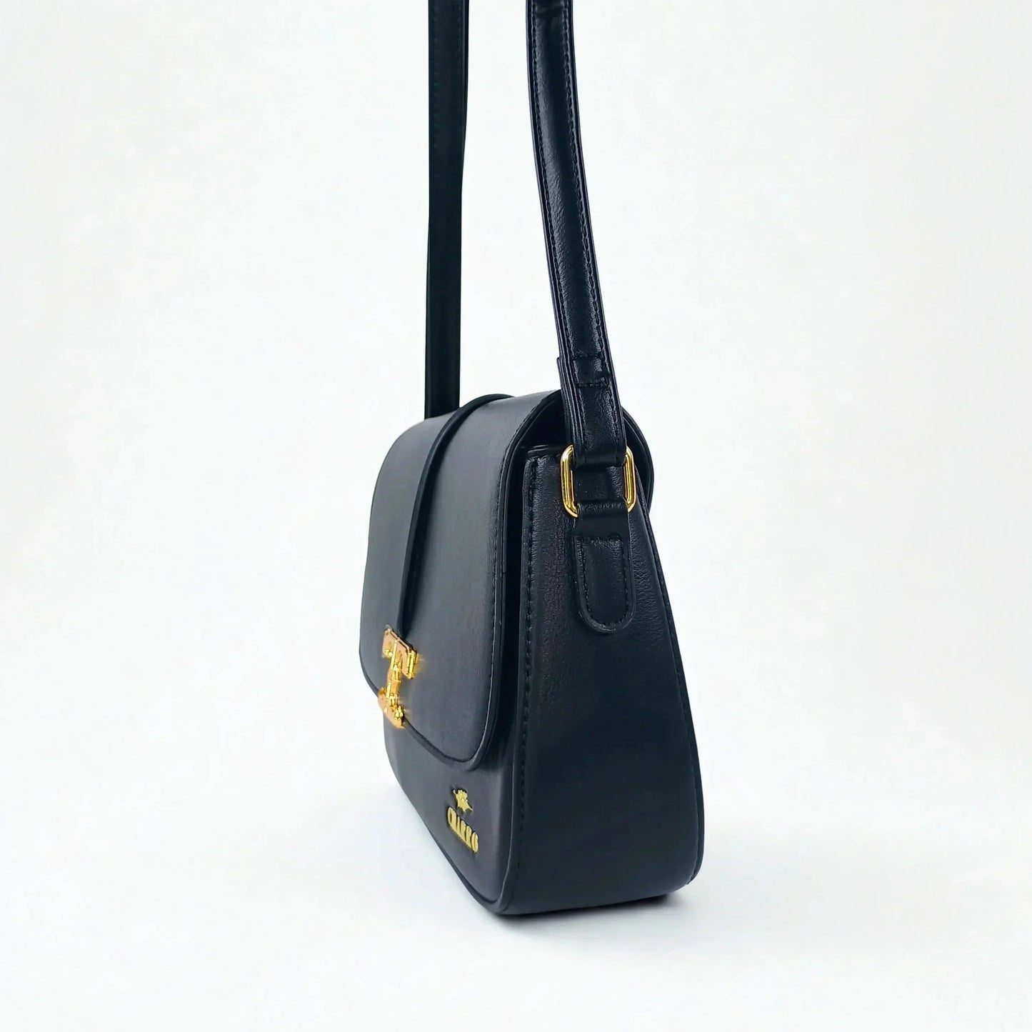 Charro Black Leather Flap Bag - MS-5944