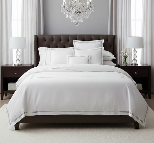 Completo letto Luxury in puro cotone con burdon mano-macchina