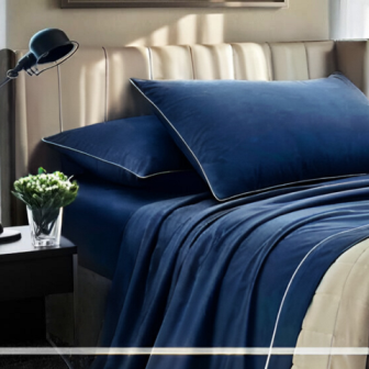 Completo Letto Tinta Unita Cotone Percalle 200 Fili linea Lagom- Matrimoniale.