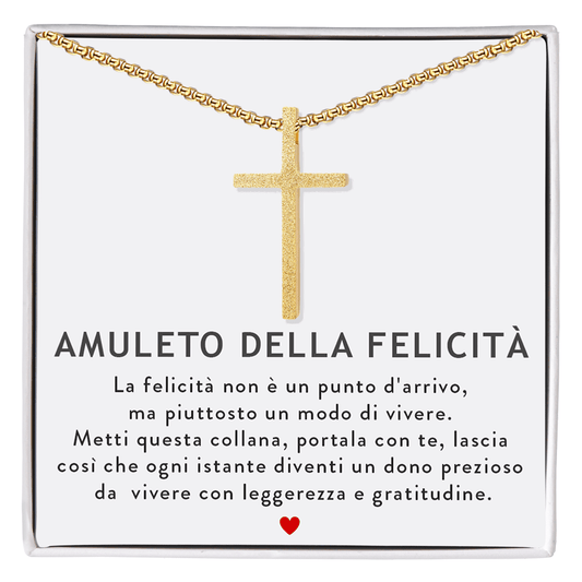 Collana Croce Oro - Amuleto della Felicità.