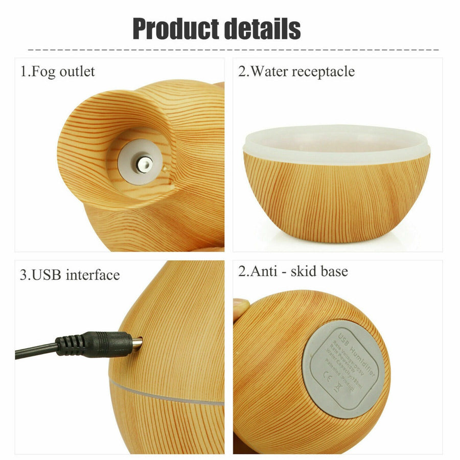 Ultrasonic humidifier aroma diffuser essential oils for wood aromatherapy