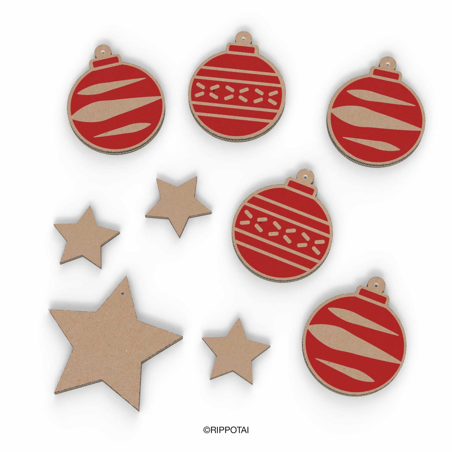 Decorazioni per vetrine natalizie in cartone – Palline e Stelle (set da 9)