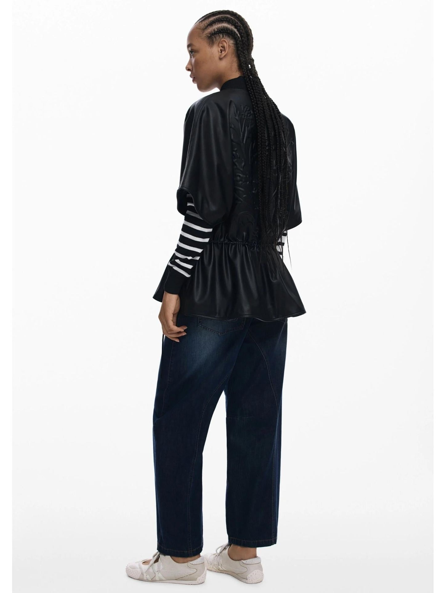 Desigual Poncho effetto pelle a rilievi Donna Nero