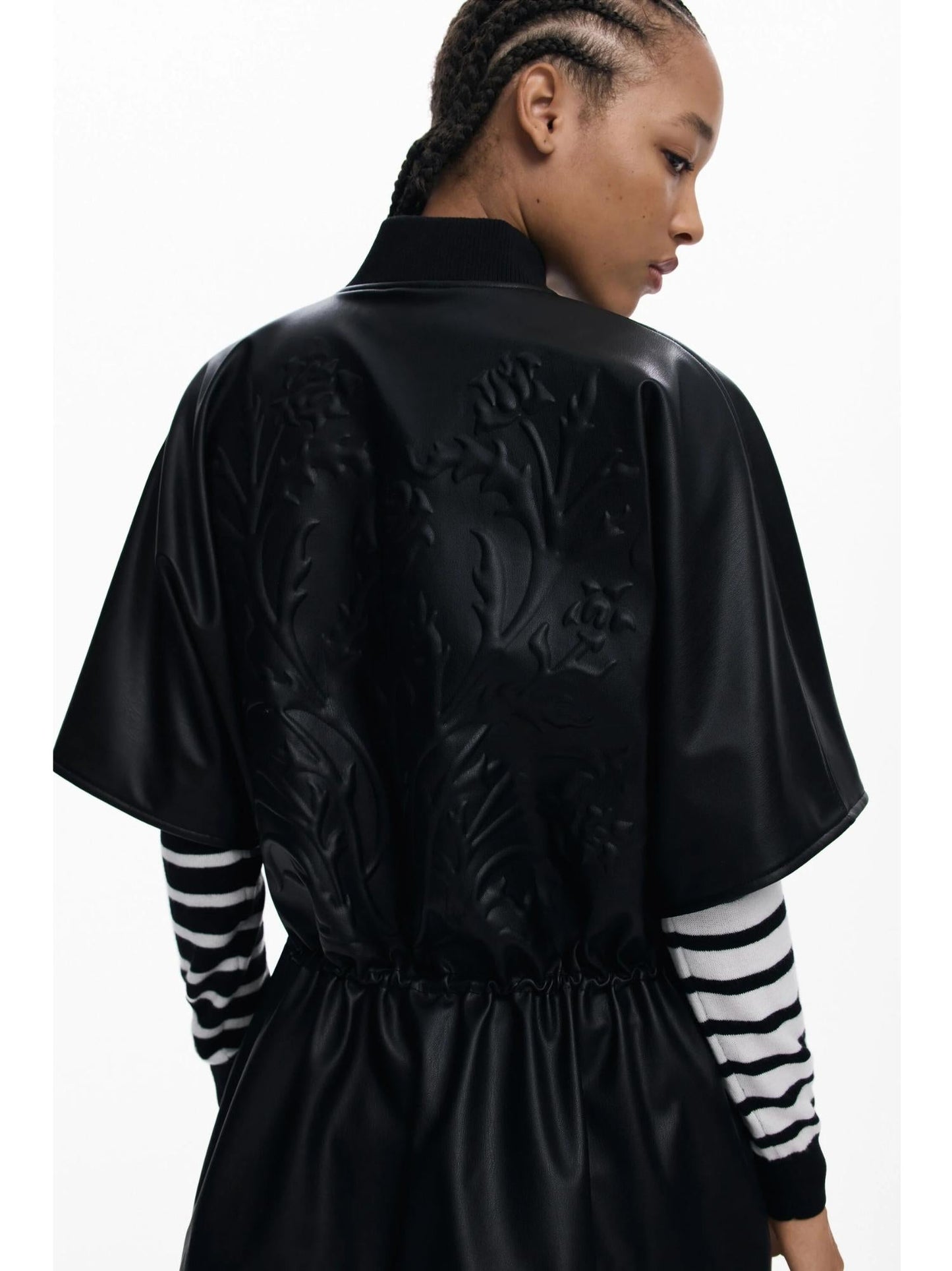 Desigual Poncho effetto pelle a rilievi Donna Nero