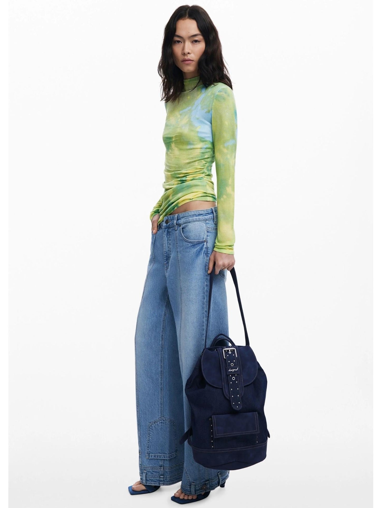 Desigual Zaino denim a secchiello convertibile medio Donna Blu