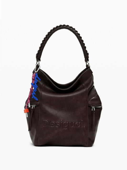 Desigual Zaino effetto camoscio con logo grande Donna Marrone